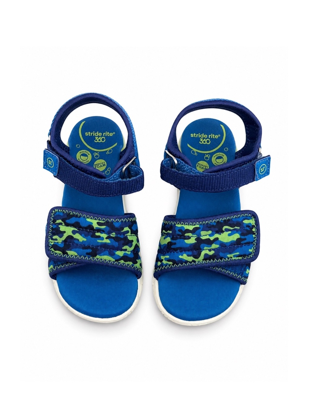 Stride Rite Blue and Green Camo Toddler light up Sandals